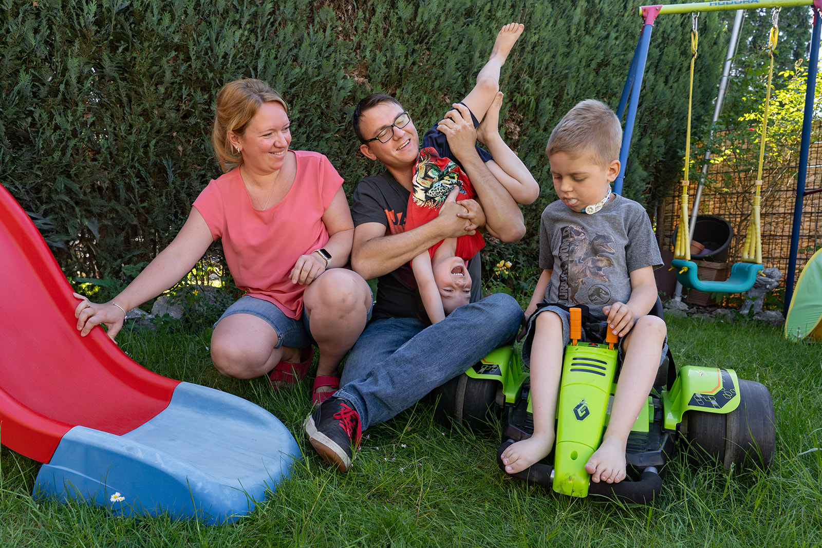 Mother of the child with cerebral palsy. Classes with a disabled